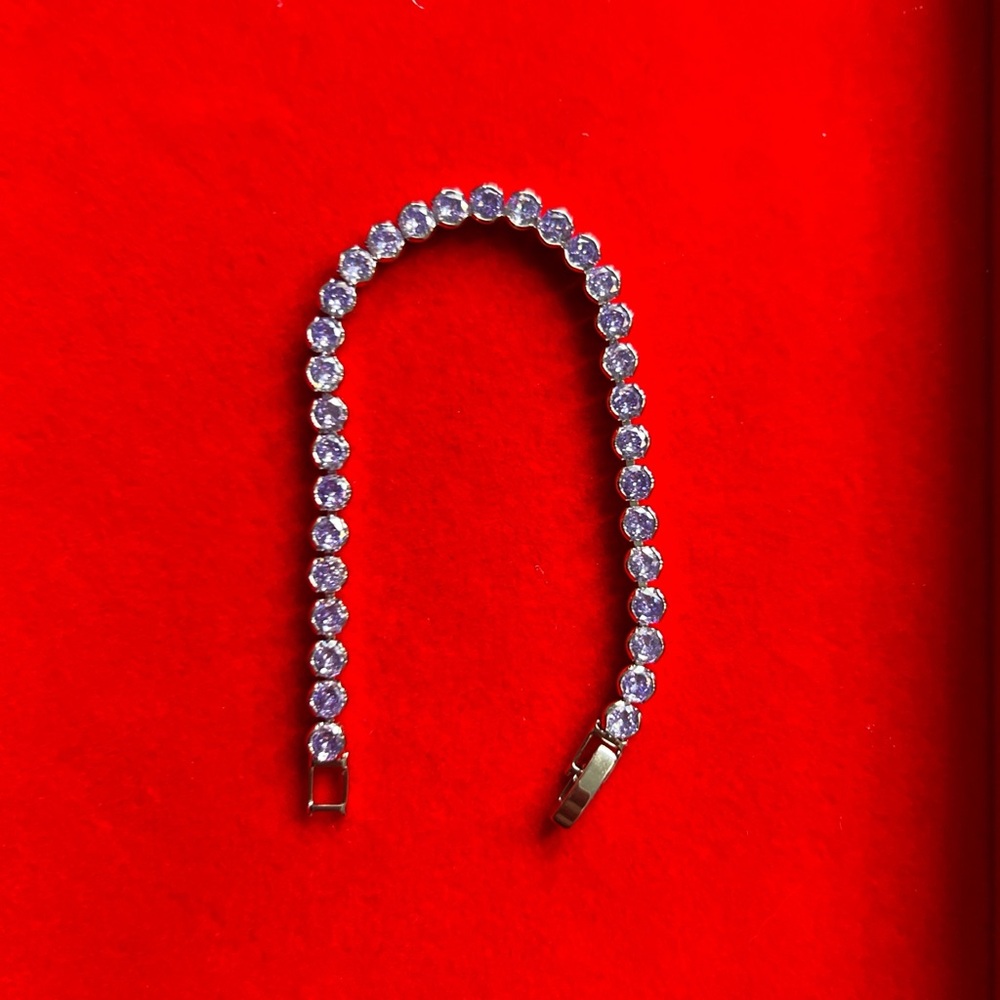 Silver Tennis Bracelet with Light Purple Stones - Women Jewelry